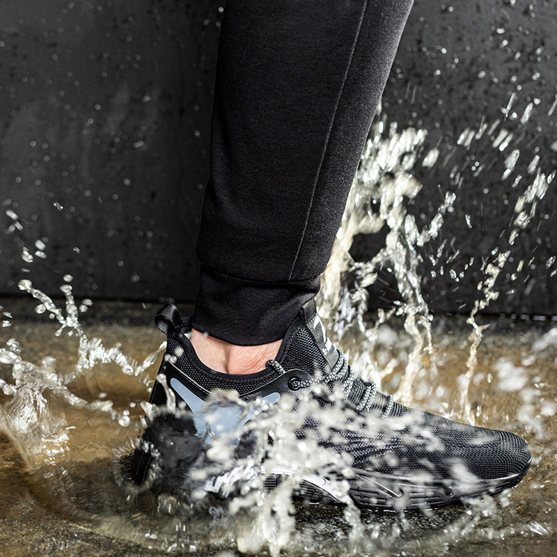 Aidos™ J3 Black-Grey Steel Toe Work Sneakers — Lightweight, Breathable, Anti-Slip Safety Shoes for Men