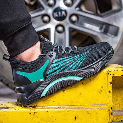 Aidos™ J3 Black-Gren Steel Toe Work Sneakers — Lightweight, Breathable, Anti-Slip Safety Shoes for Men