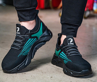 Aidos™ J3 Black-Gren Steel Toe Work Sneakers — Lightweight, Breathable, Anti-Slip Safety Shoes for Men