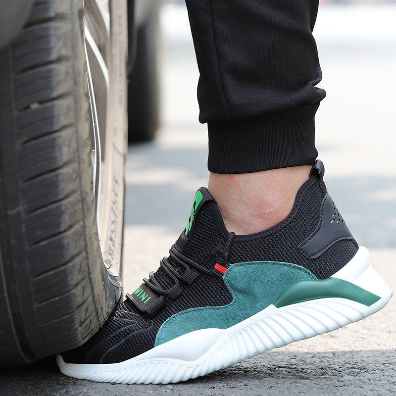 Helios™ Kivini Black-Green Steel Toe Work Sneakers | Lightweight, Slip-Resistant Safety Shoes