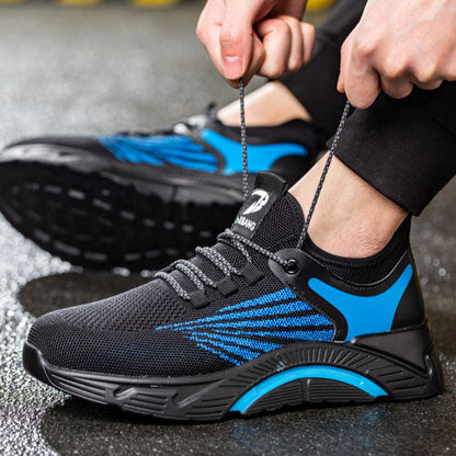 Aidos™ J3 Black-Bleu Steel Toe Work Sneakers — Lightweight, Breathable, Anti-Slip Safety Shoes for Men