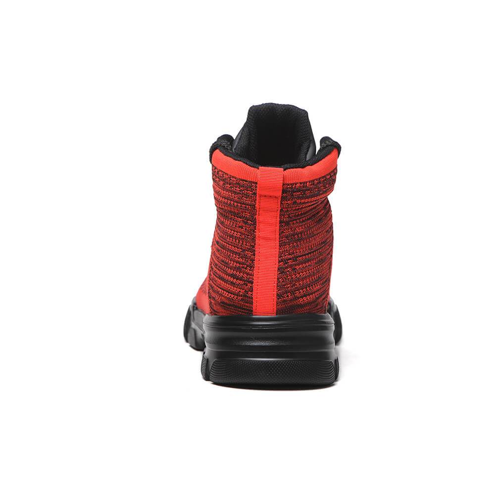 Perseus™ J3 Red High-Top Steel Toe Sneakers — Lightweight, Anti-Slip, Shock-Absorbing Safety Footwear