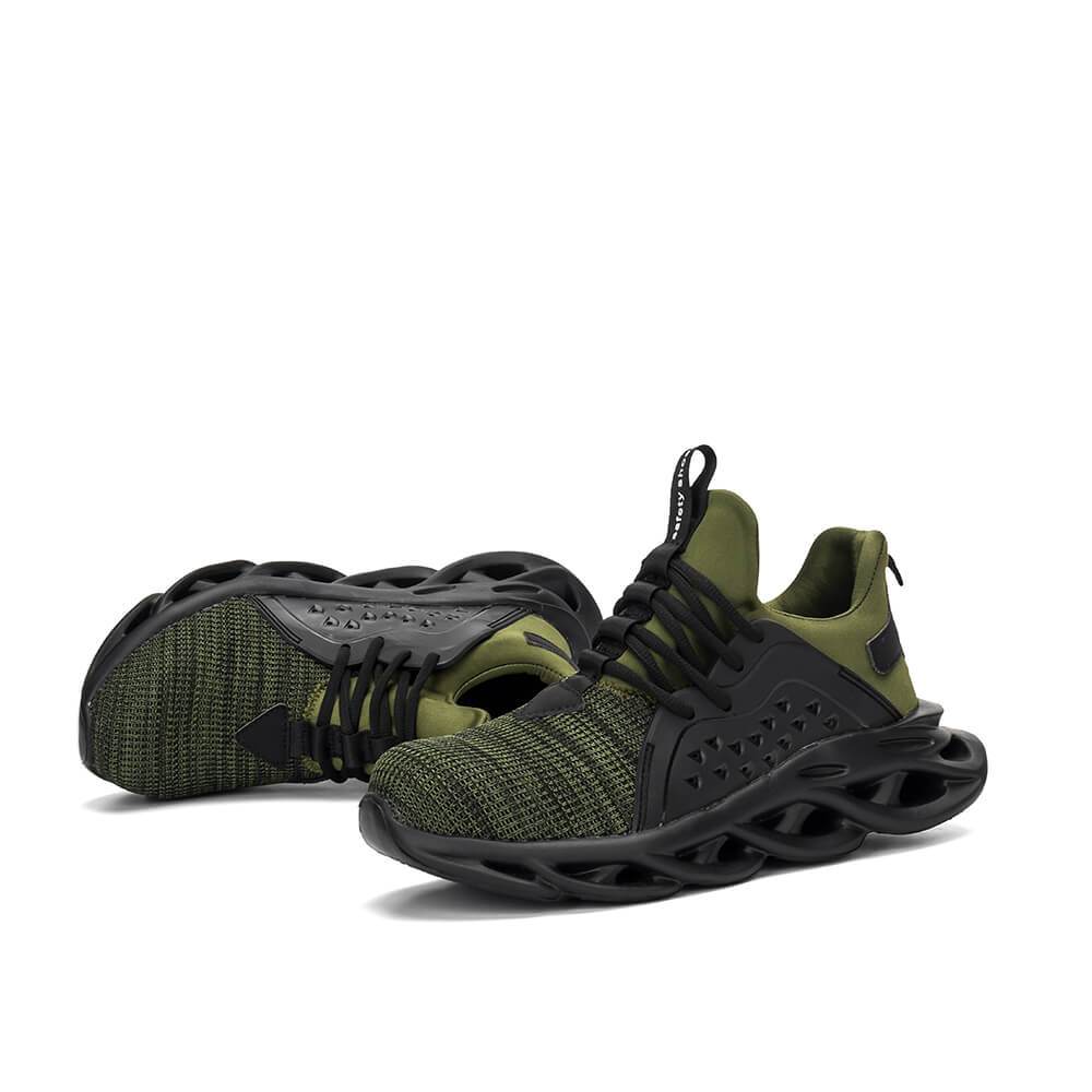 Xenon™ Dark Green Steel Toe Work Sneakers – Lightweight, Slip-Resistant, Breathable Safety Shoes