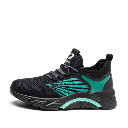 Aidos™ J3 Black-Gren Steel Toe Work Sneakers — Lightweight, Breathable, Anti-Slip Safety Shoes for Men