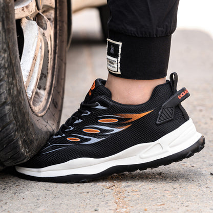 Anteros™ J3 S2 Steel Toe Work Sneakers — Lightweight, Breathable, Anti-Slip Industrial Safety Shoes (Black/orange)