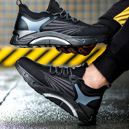 Aidos™ J3 Black-Grey Steel Toe Work Sneakers — Lightweight, Breathable, Anti-Slip Safety Shoes for Men