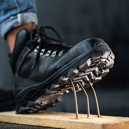 Echo™ Steel Toe Work Boots — Heavy-Duty, Anti-Slip, Impact-Resistant Safety Boots (Black)