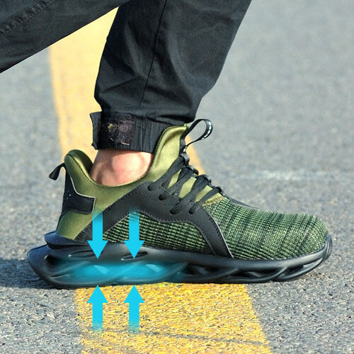 Xenon™ Green Steel Toe Work Sneakers — Lightweight, Breathable, Anti-Slip Safety Shoes for Long Shifts