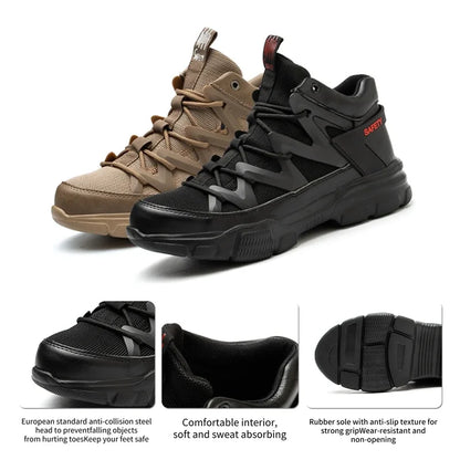 Eleos™ Men’s Steel Toe Safety Sneakers — Anti-Puncture, Anti-Smash, Non-Slip Work Shoes