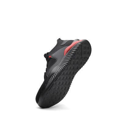 Helios™ Black Red Steel Toe Work Sneakers | Lightweight Slip-Resistant Safety Shoes