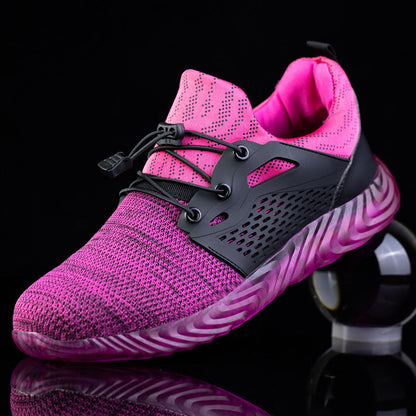 Harmonia™ Pink Steel Toe Safety Sneakers — Lightweight, Breathable, Anti-Slip Women’s Work Shoes