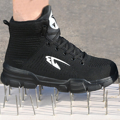 Perseus™ J3 Black X High-Top Steel Toe Sneakers — Lightweight, Anti-Slip, Shock-Absorbing Safety Footwear