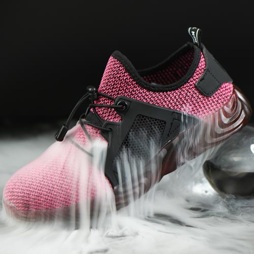 Hemera™ Dark Pink Steel Toe Work Sneakers — Lightweight, Breathable, Anti-Slip Safety Shoes for Women