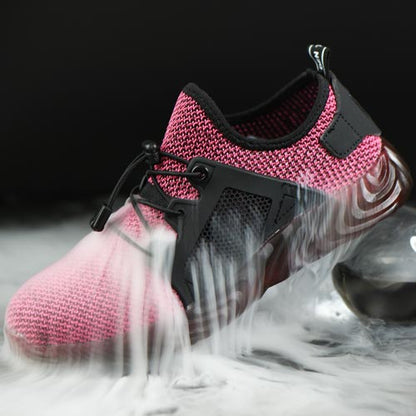 Hemera™ Dark Pink Steel Toe Work Sneakers — Lightweight, Breathable, Anti-Slip Safety Shoes for Women