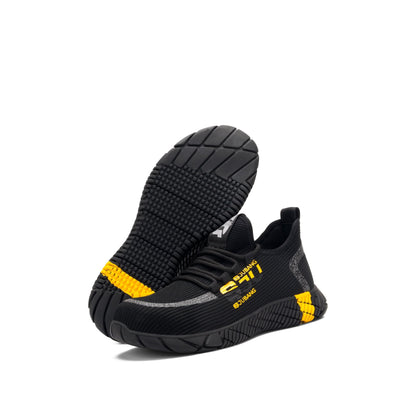 Typhon™ S Ju Bang Steel Toe Work Sneakers — Lightweight Breathable Safety Shoes (Black/Yellow)