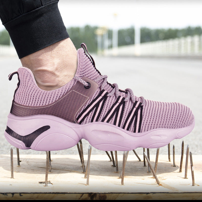Hestia™ Pink Steel Toe Work Sneakers — Lightweight, Breathable, Anti-Slip Safety Shoes for Women