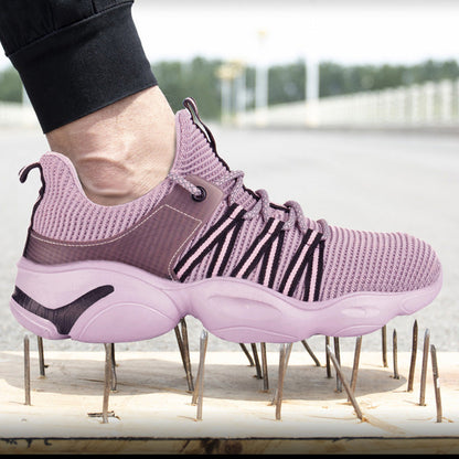 Hestia™ Pink Steel Toe Work Sneakers — Lightweight, Breathable, Anti-Slip Safety Shoes for Women