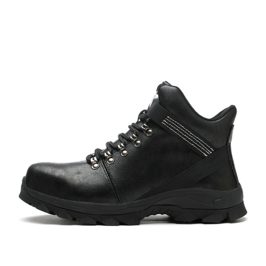 Echo™ Steel Toe Work Boots — Heavy-Duty, Anti-Slip, Impact-Resistant Safety Boots (Black)