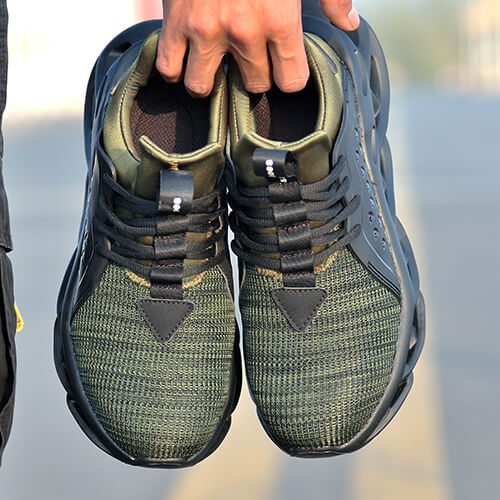 Xenon™ Dark Green Steel Toe Work Sneakers – Lightweight, Slip-Resistant, Breathable Safety Shoes