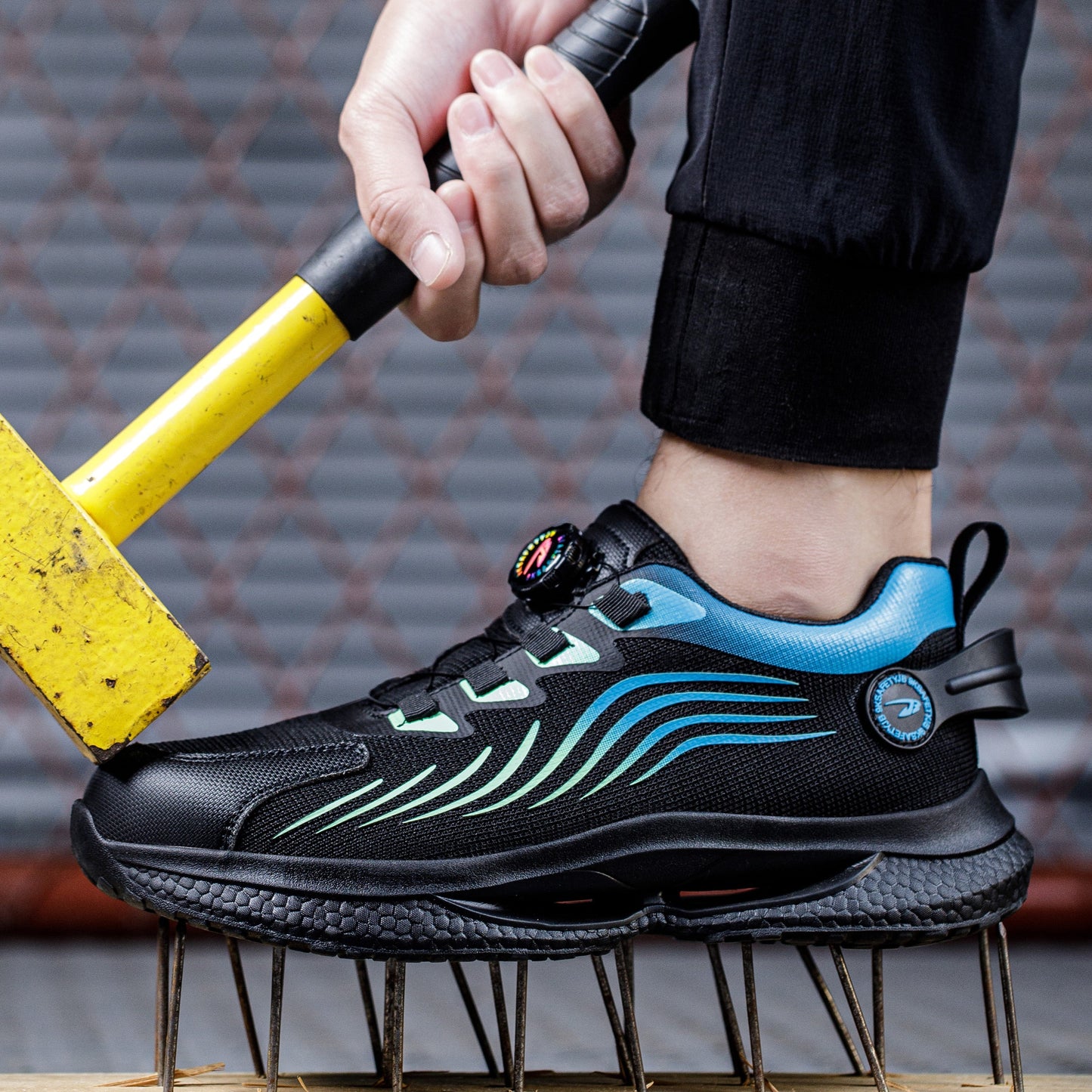 Kharon J3™ Steel Toe Sneakers Black/ Blue — Lightweight, Impact-Resistant, Anti-Slip Work Safety Shoes for Men