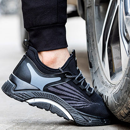 Aidos™ J3 Black-Bleu Steel Toe Work Sneakers — Lightweight, Breathable, Anti-Slip Safety Shoes for Men