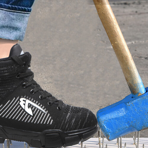 Perseus™ J3 High-Top Steel Toe Sneakers — Lightweight, Anti-Slip, Shock-Absorbing Safety Shoes (Black)