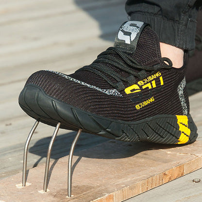 Typhon™ S Ju Bang Steel Toe Work Sneakers — Lightweight Breathable Safety Shoes (Black/Yellow)