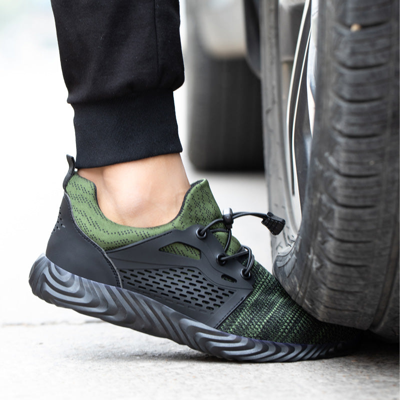 Harmonia™ Dark Green Steel Toe Safety Sneakers — Lightweight, Breathable, Anti-Slip Women’s Work Shoes