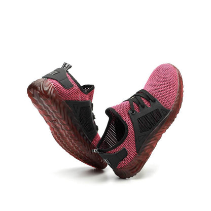 Hemera™ Dark Pink Steel Toe Work Sneakers — Lightweight, Breathable, Anti-Slip Safety Shoes for Women