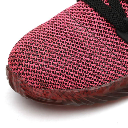 Hemera™ Dark Pink Steel Toe Work Sneakers — Lightweight, Breathable, Anti-Slip Safety Shoes for Women