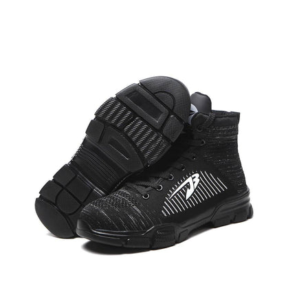 Perseus™ J3 High-Top Steel Toe Sneakers — Lightweight, Anti-Slip, Shock-Absorbing Safety Shoes (Black)