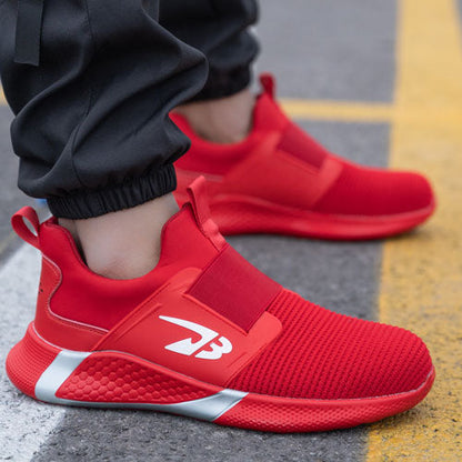 Orion™ J3 Steel Toe Slip-On Sneakers — Lightweight, Anti-Slip, Shock-Absorbing Safety Shoes (Red)