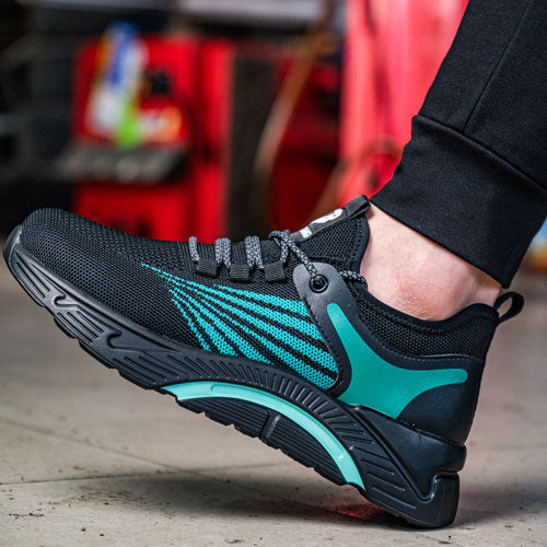 Aidos™ J3 Black-Gren Steel Toe Work Sneakers — Lightweight, Breathable, Anti-Slip Safety Shoes for Men