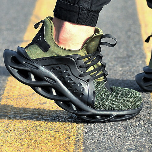 Xenon™ Dark Green Steel Toe Work Sneakers – Lightweight, Slip-Resistant, Breathable Safety Shoes