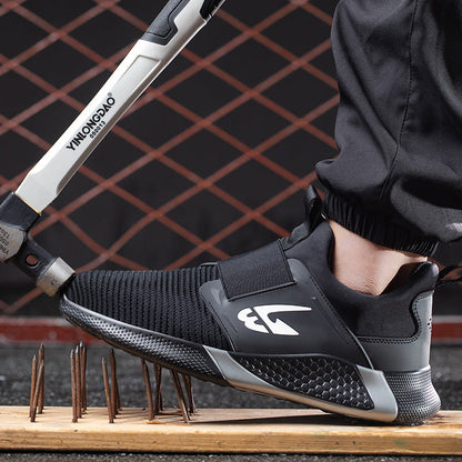 Orion™ J3 Steel Toe Slip-On Sneakers — Lightweight, Anti-Slip, Shock-Absorbing Safety Shoes (Black)