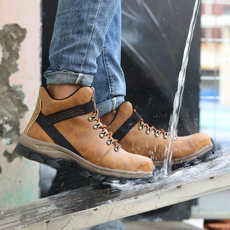 Echo™ Steel Toe Work Boots — Heavy-Duty, Anti-Slip, Impact-Resistant Safety Boots (Brown)