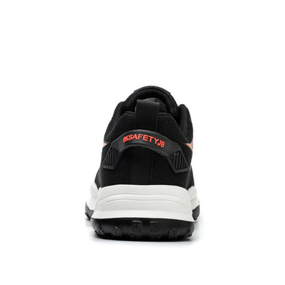 Anteros™ J3 S2 Steel Toe Work Sneakers — Lightweight, Breathable, Anti-Slip Industrial Safety Shoes (Black/orange)