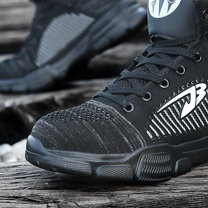 Perseus™ J3 High-Top Steel Toe Sneakers — Lightweight, Anti-Slip, Shock-Absorbing Safety Shoes (Black)