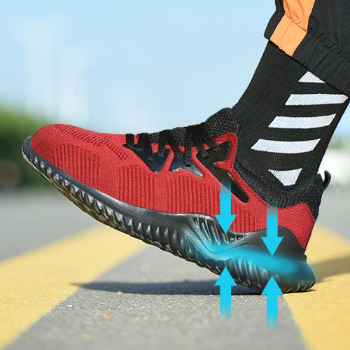 Pontus™ Steel Toe Safety Sneakers — Lightweight, Breathable, Shock-Absorbing Work Shoes (Red)