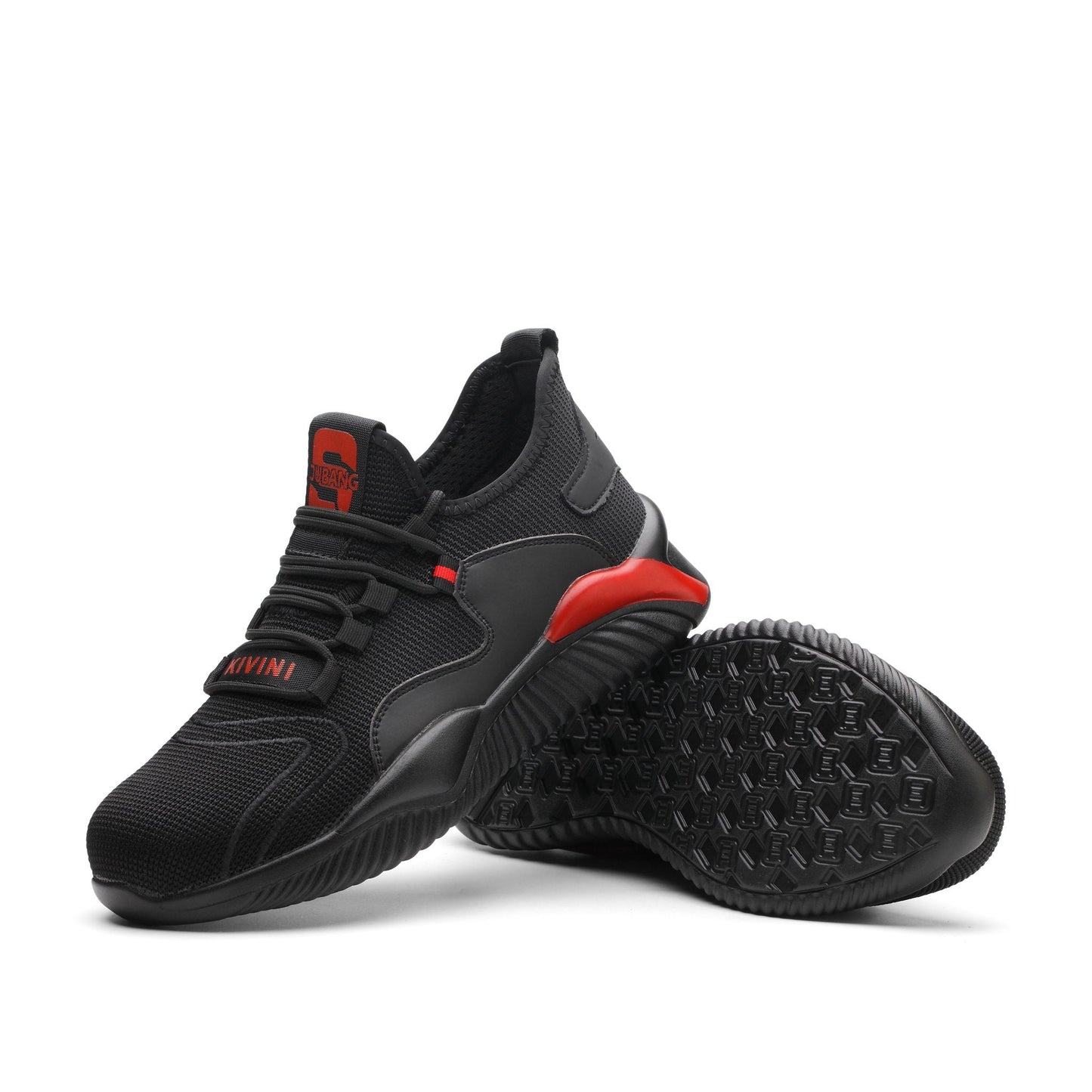 Helios™ Black Red Steel Toe Work Sneakers | Lightweight Slip-Resistant Safety Shoes