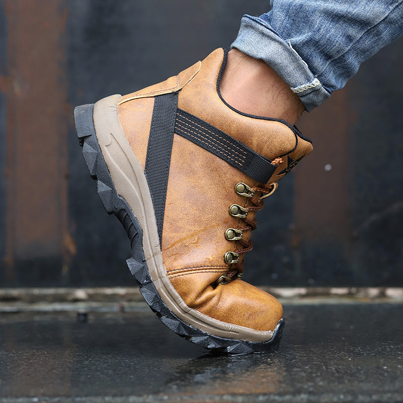 Echo™ Steel Toe Work Boots — Heavy-Duty, Anti-Slip, Impact-Resistant Safety Boots (Brown)