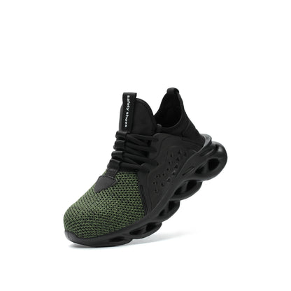 Xenon™ Green Steel Toe Work Sneakers — Lightweight, Breathable, Anti-Slip Safety Shoes for Long Shifts