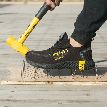 Typhon™ S Ju Bang Steel Toe Work Sneakers — Lightweight Breathable Safety Shoes (Black/Yellow)