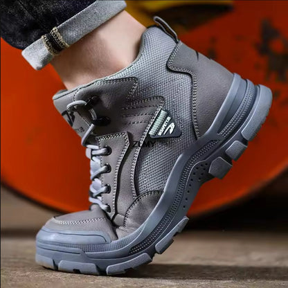 Erebus J3™ Steel Toe Work Boots — Lightweight, Slip-Resistant, Waterproof Safety Boots (Grey)