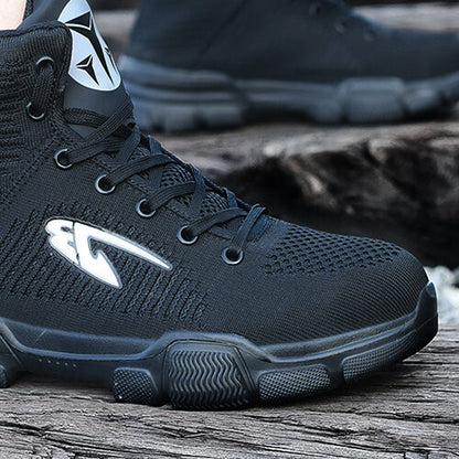 Perseus™ J3 Red High-Top Steel Toe Sneakers — Lightweight, Anti-Slip, Shock-Absorbing Safety Footwear