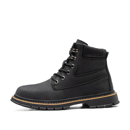 Boreas™ Black Steel Toe Work Boots — Heavy-Duty, Slip-Resistant, Lightweight Safety Boots for Men