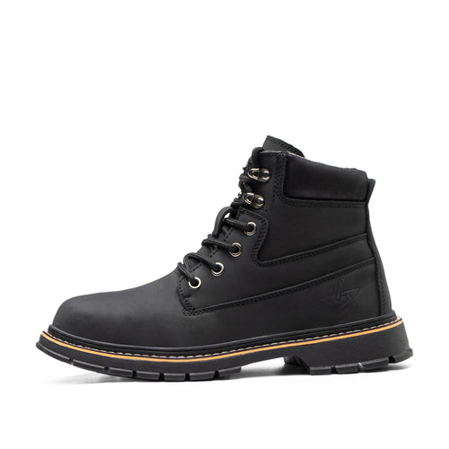Boreas™ Black Steel Toe Work Boots — Heavy-Duty, Slip-Resistant, Lightweight Safety Boots for Men