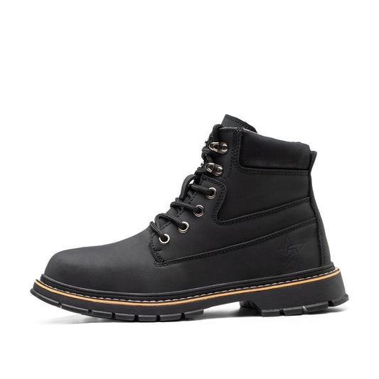 Boreas™ Black Steel Toe Work Boots — Heavy-Duty, Slip-Resistant, Lightweight Safety Boots for Men