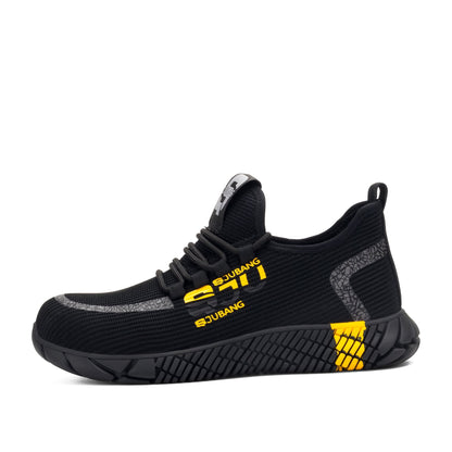 Typhon™ S Ju Bang Steel Toe Work Sneakers — Lightweight Breathable Safety Shoes (Black/Yellow)