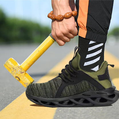 Xenon™ Dark Green Steel Toe Work Sneakers – Lightweight, Slip-Resistant, Breathable Safety Shoes